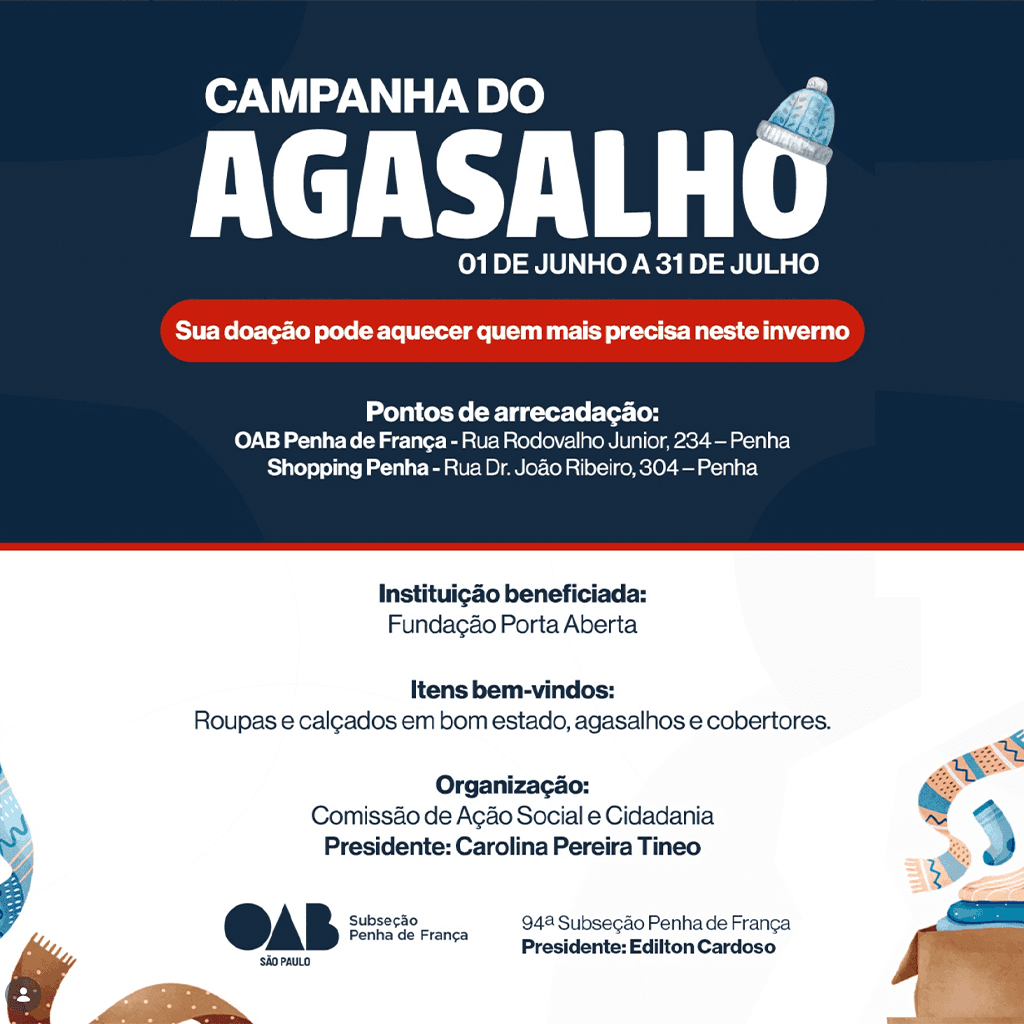 🧣 Campanha do Agasalho 2026 (até 31/07)